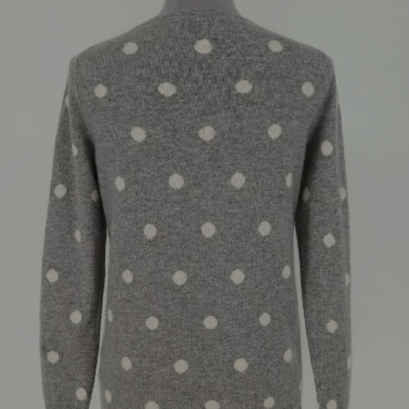 Talbots~Gray Polka Dot Sweater 100 % Pure Cashmere Size SP - Picture 3 of 6